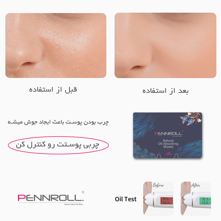 کاغذ جذب چربی پوست پنرول مدل PRD - Matte Touch بسته 100 عددی