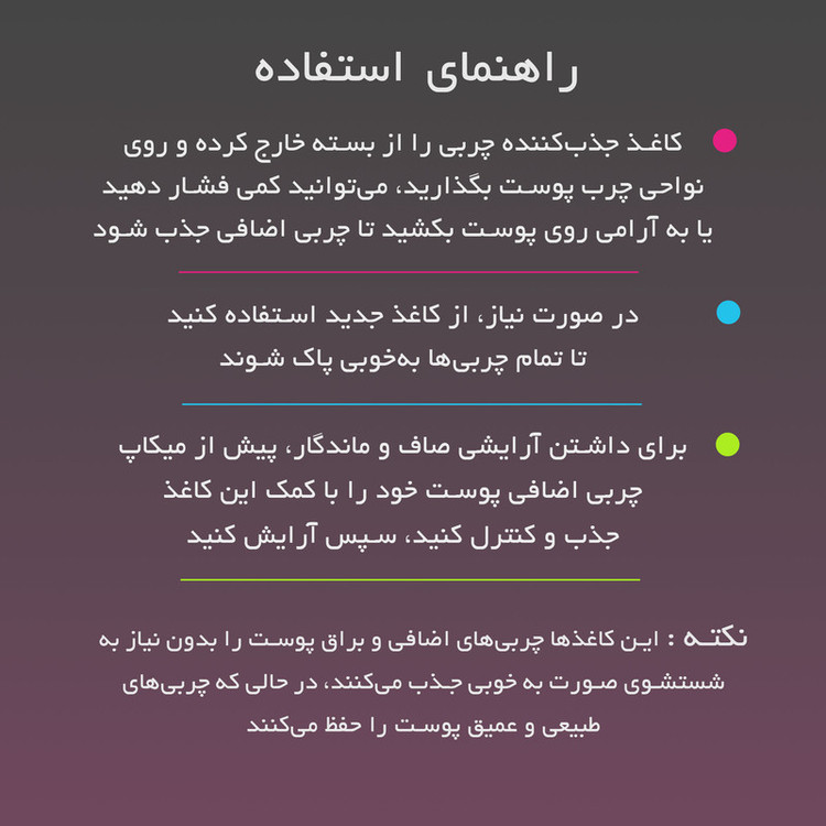 کاغذ جذب چربی پوست پنرول مدل PRD - Matte Touch بسته 100 عددی