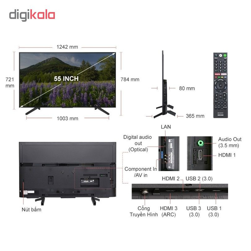 تلویزیون ال ای دی هوشمند سونی مدل BRAVIA 55X7000F سایز ۵۵ اینچ