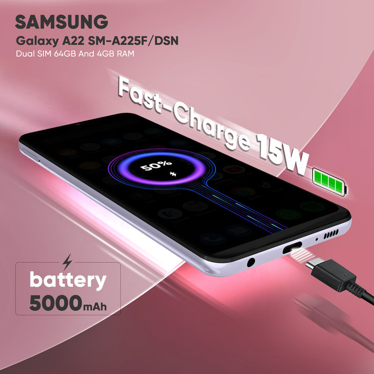 گوشی موبایل سامسونگ مدل Galaxy A22 SM-A225F/DSN دو سیم کارت ظرفیت 64 گیگابایت و رم 4 گیگابایت