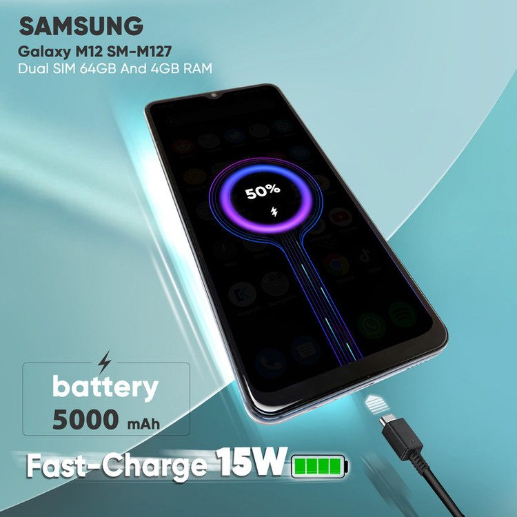 گوشی موبایل سامسونگ مدل Galaxy M12 SM-M127 دو سیمکارت ظرفیت 64 گیگابایت و رم 4 گیگابایت - اکتیو