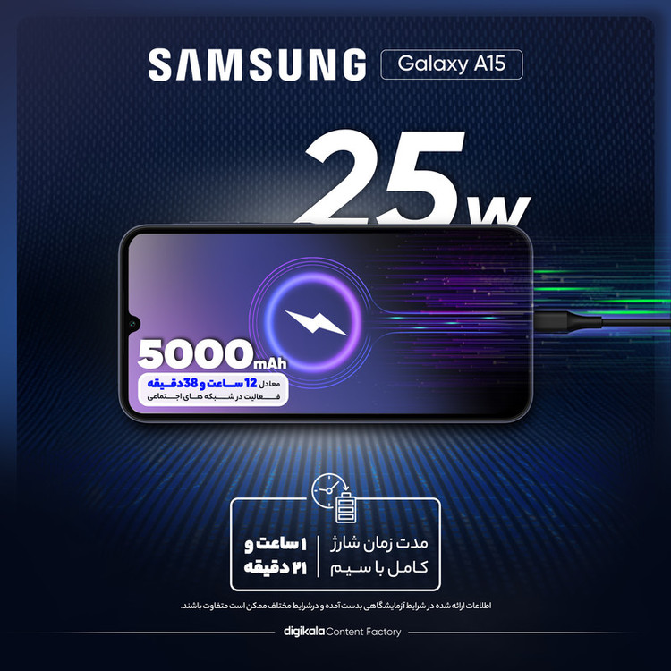 گوشی موبایل سامسونگ مدل Galaxy A15 دو سیم کارت ظرفیت 128 گیگابایت و رم 4 گیگابایت