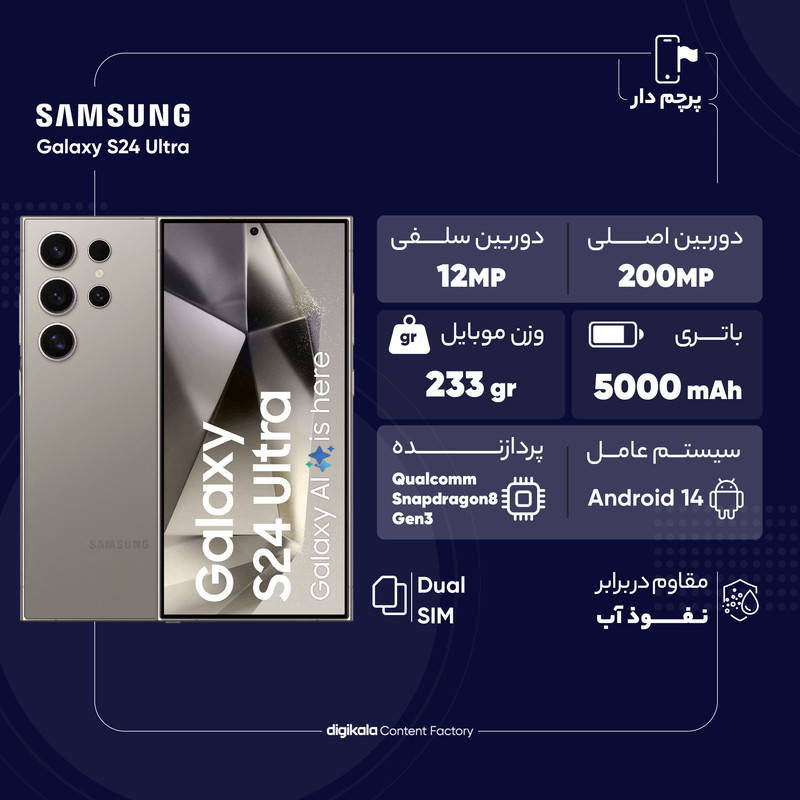 گوشی موبایل سامسونگ مدل Galaxy S23 FE دو سیم کارت ظرفیت 256 گیگابایت و رم 8 گیگابایت به همراه شارژر 25 وات سامسونگ - ویتنام