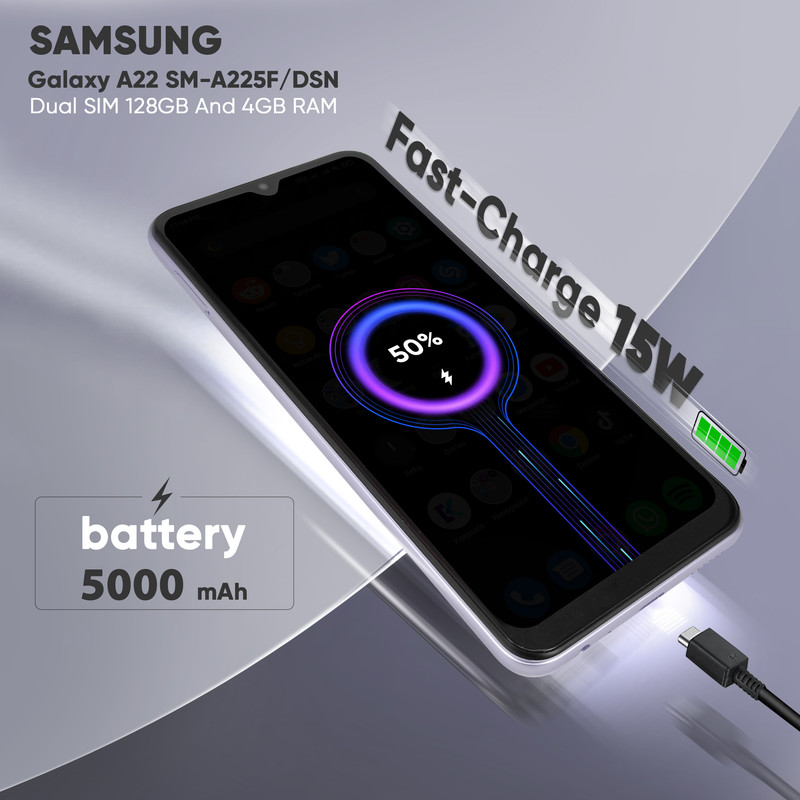 گوشی موبایل سامسونگ مدل Galaxy A22 SM-A225F/DSN دو سیم کارت ظرفیت 128 گیگابایت و رم 4 گیگابایت