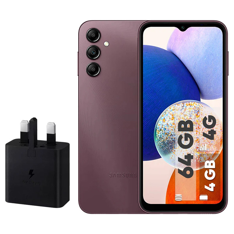 گوشی موبایل سامسونگ مدل Galaxy A14 دو سیم کارت ظرفیت 64 گیگابایت و رم 4 گیگابایت به همراه شارژر سامسونگ