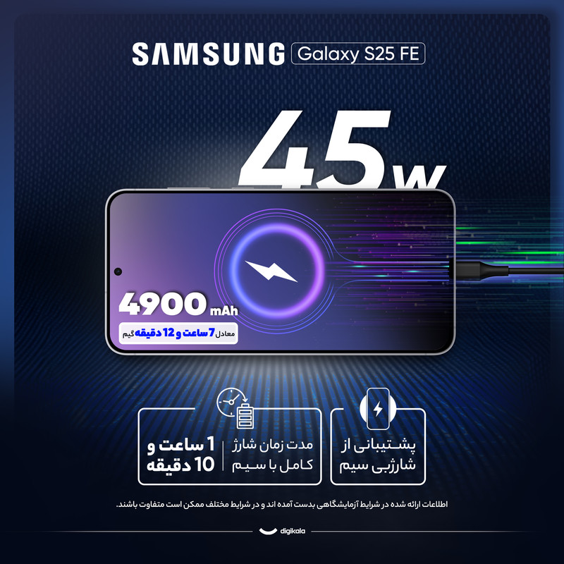 گوشی موبایل سامسونگ مدل Galaxy S25 FE دو سیم کارت ظرفیت 256 گیگابایت و رم 8 گیگابایت - ویتنام - به همراه شارژر 45 دو پورت ایکیا