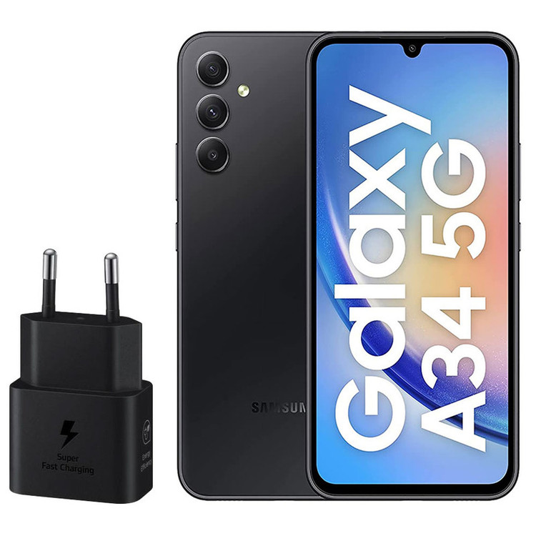 گوشی موبایل سامسونگ مدل Galaxy A34 5G دو سیم کارت ظرفیت 128 گیگابایت و رم 6 گیگابایت به همراه شارژر 25وات سامسونگ - ویتنام