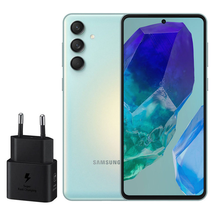 گوشی موبایل سامسونگ مدل Galaxy M55 5G دو سیم کارت ظرفیت 256 گیگابایت و رم 8 گیگابایت - اکتیو - به همراه شارژر 25 وات سامسونگ
