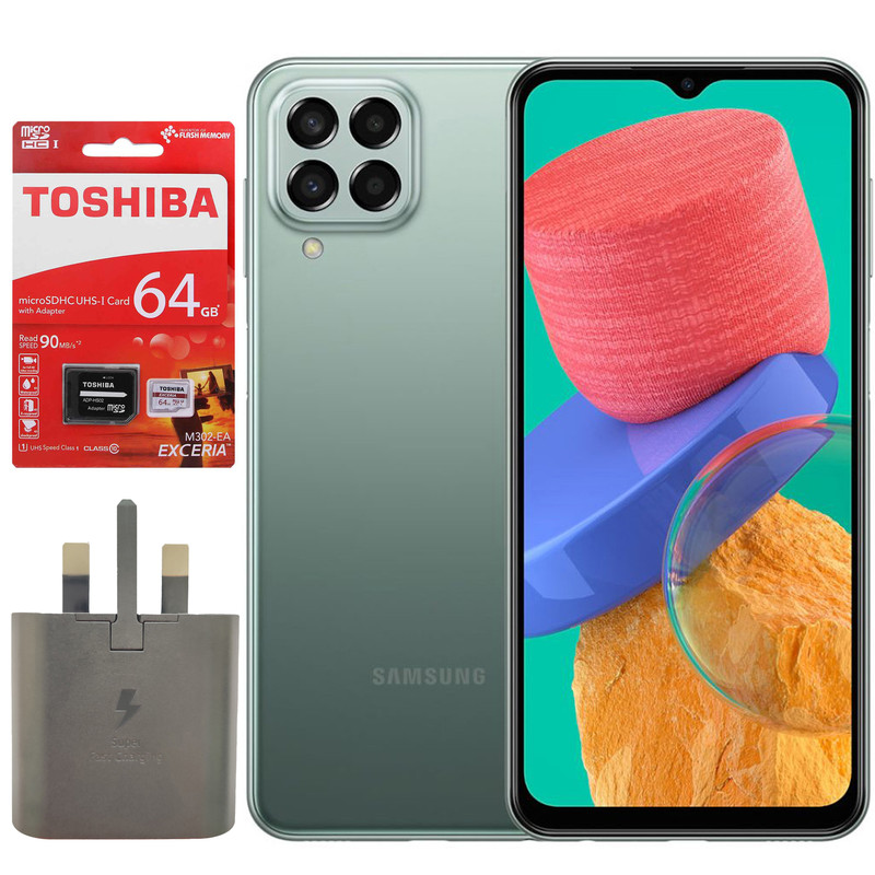 گوشی موبایل سامسونگ مدل Galaxy M33 5G SM-M336B/DS دو سیم کارت ظرفیت 128 گیگابایت و رم 8 گیگابایت به همراه شارژر دیواری و کارت حافظه - اکتیو