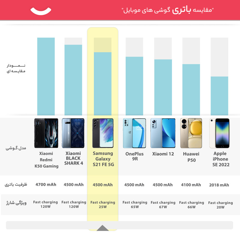 گوشی موبایل سامسونگ مدل Galaxy S21 FE 5G دو سیم کارت ظرفیت 256 گیگابایت و رم 8 گیگابایت به همراه شارژر سامسونگ