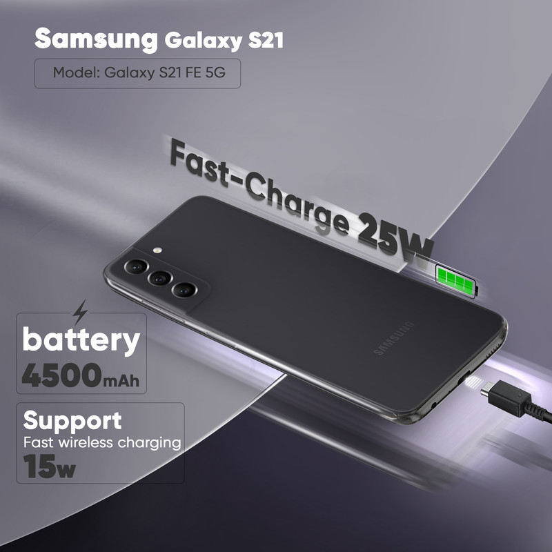 گوشی موبایل سامسونگ مدل Galaxy S21 FE 5G دو سیم کارت ظرفیت 256 گیگابایت و رم 8 گیگابایت به همراه شارژر سامسونگ