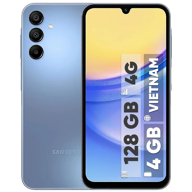 گوشی موبایل سامسونگ مدل Galaxy A15 دو سیم کارت ظرفیت 128 گیگابایت و رم 4 گیگابایت به همراه شارژر 15وات سامسونگ - ویتنام