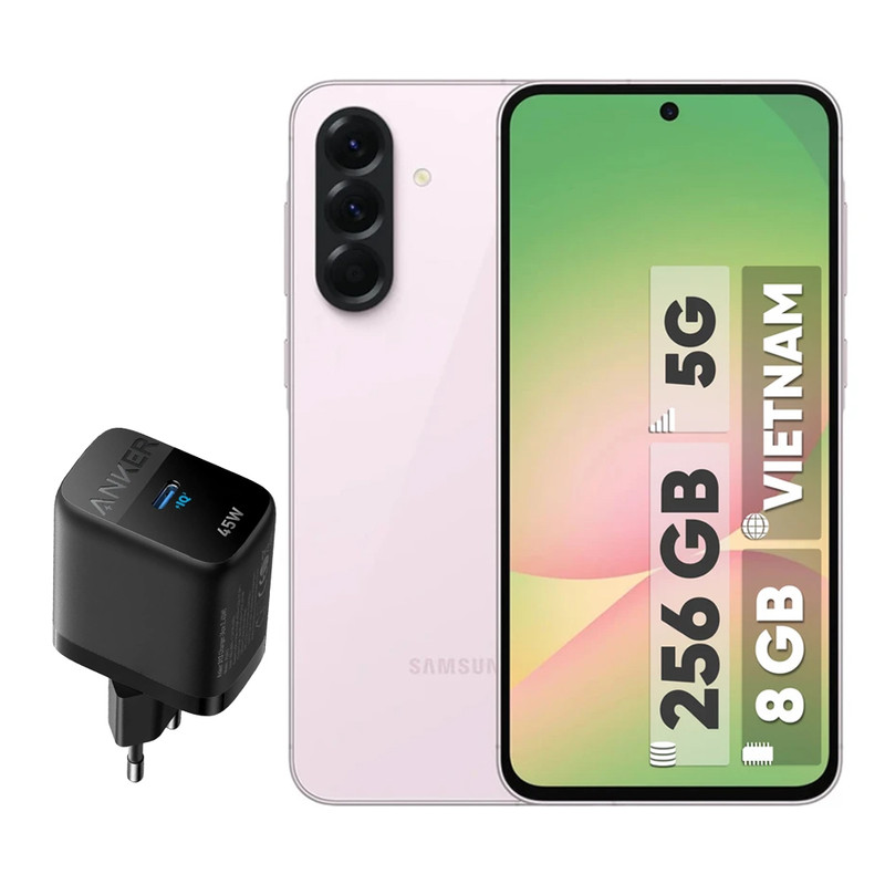 گوشی موبایل سامسونگ مدل Galaxy A56 دو سیم کارت ظرفیت 256 گیگابایت و رم 8 گیگابایت - ویتنام - به همراه شارژر 45 وات انکر