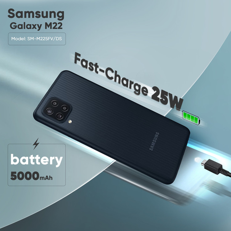 گوشی موبایل سامسونگ مدل Galaxy M22 SM-M225FV/DS دو سیم کارت ظرفیت 128 گیگابایت و رم 6 گیگابایت - اکتیو
