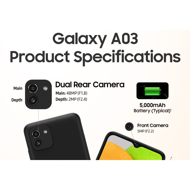 گوشی موبایل سامسونگ مدل Galaxy A03 دو سیم کارت ظرفیت 64 گیگابایت و رم 4 گیگابایت - ویتنام