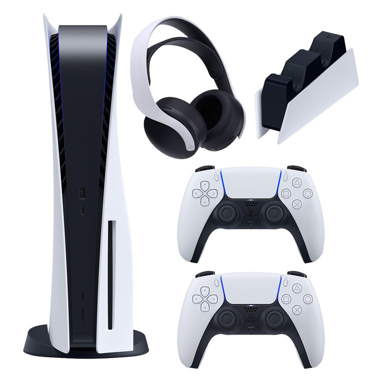 کنسول بازی سونی مدل PlayStation 5 ظرفیت 825 گیگابایت ریجن 1200 آسیا به همراه دسته اضافی و پایه شارژر و هدست