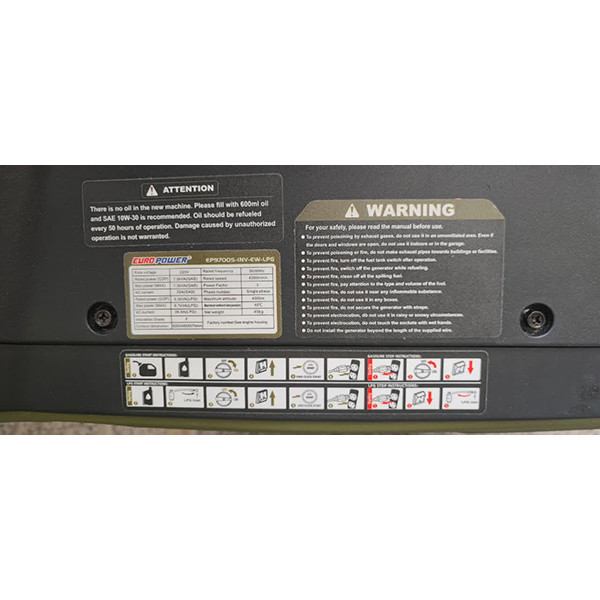 موتور برق بنزینی 9 اسب بخار یورو پاور مدل EP9700S-INV-EW-LPG