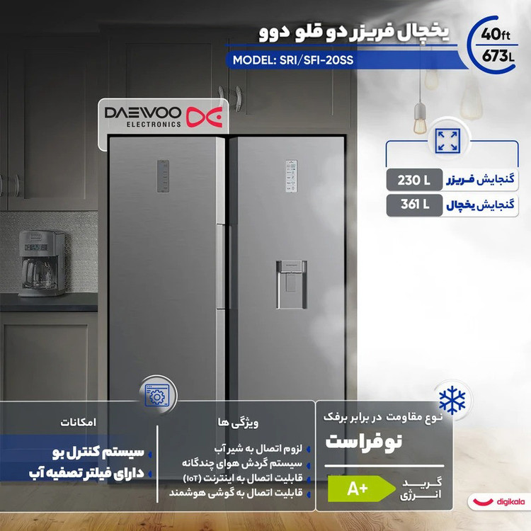 یخچال فریزر دوقلو 40 فوت دوو مدل SRI/SFI-20SS