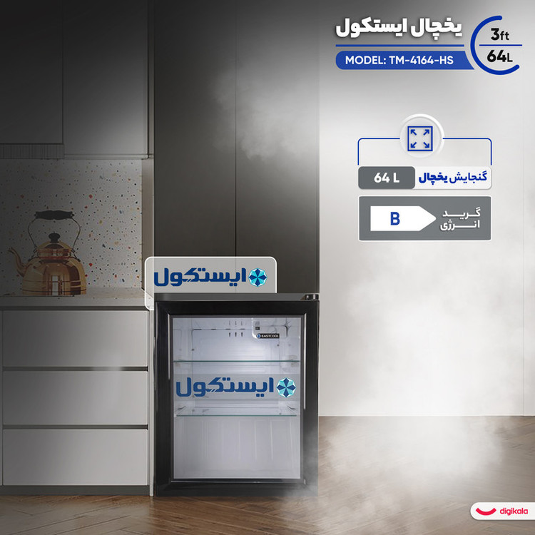 یخچال 3 فوت ایستکول مدل TM-4164-HS، با ارتفاع 59، پهنای 44.5 و عمق 53 سانتیمتر، میزان مصرف انرژی B، دارای 3 طبقه