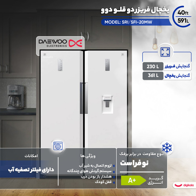یخچال فریزر دوقلو 40 فوت دوو مدل SRI/SFI-20MW