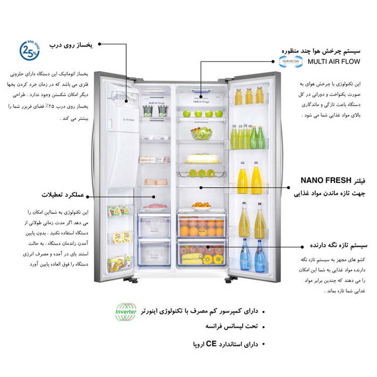 یخچال و فریزر ساید بای ساید 25 فوت وست پوینت مدل WSQ 5916