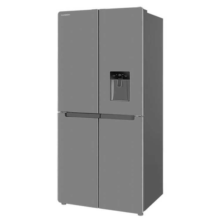 یخچال فریزر ساید بای ساید 28 فوت ایکس ویژن مدل TF540، دارای نمایشگر و یخساز نیمه اتوماتیک، با ارتفاع 185، پهنای 86 و عمق 67.8 سانتی متر، میزان مصرف انرژی A+، دارای 3 طبقه در یخچال و 6 کشو در فریزر