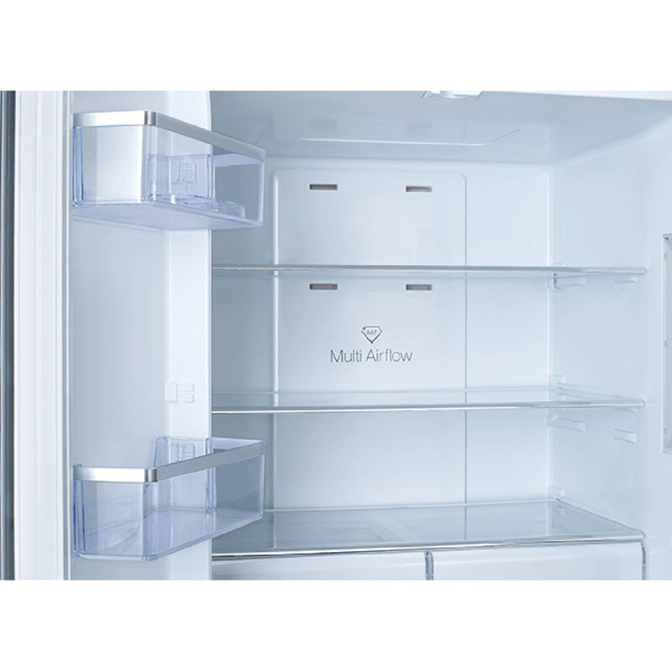 یخچال فریزر ساید بای ساید 28 فوت ایکس ویژن مدل TF540، دارای نمایشگر و یخساز نیمه اتوماتیک، با ارتفاع 185، پهنای 86 و عمق 67.8 سانتی متر، میزان مصرف انرژی A+، دارای 3 طبقه در یخچال و 6 کشو در فریزر