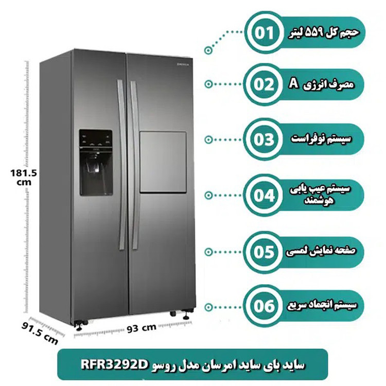یخچال فریزر ساید بای ساید 32 فوت امرسان مدل RFR3292D