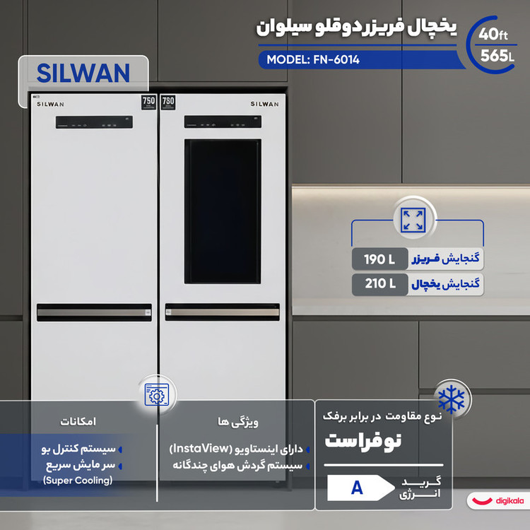 یخچال فریزر دوقلو 40 فوت سیلوان مدل FN-6014